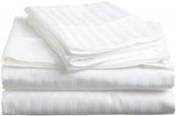 Satin Stripe Fitted Sheet with pillow covers- White