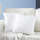 Pack of 2 Pinch Cross Pleated Cushions - White - DecorStudio - CUSHIONS