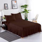 Chocolate brown Frill Bedsheet with 2 Sham pillow covers