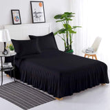 Black Frill Bedsheet with 2 Sham pillow covers - DecorStudio - Bedsheet