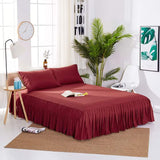Maroon Frill Bedsheet with 2 Sham pillow covers - DecorStudio - Bedsheet