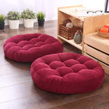 Pack of 2 Filled Round Shape Floor Cushions - Red - DecorStudio -