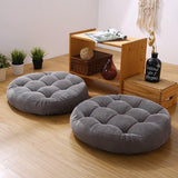 Pack of 2 Filled Round Shape Floor Cushions - Light Grey