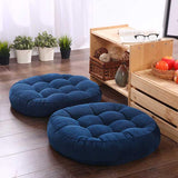 Pack of 2 filled Round Shape Floor Cushions - Navy Blue