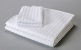 Satin Stripe Fitted Sheet with pillow covers- White - ii