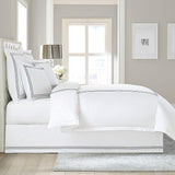 Luxury White with Charcoal Embroidered Baratta Stitch Duvet Set