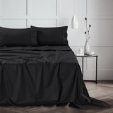 Cotton Satin Plain Bedsheet Set - 3 Pieces - Black