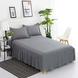 Charcoal grey Frill Bedsheet with 2 Sham pillow covers - DecorStudio - Bedsheet