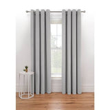 Luxury Plain Velvet Eyelet Curtains With linning - Light grey