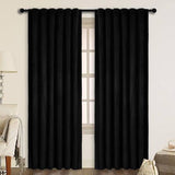 Luxury Plain Velvet Eyelet Curtains With linning - Black