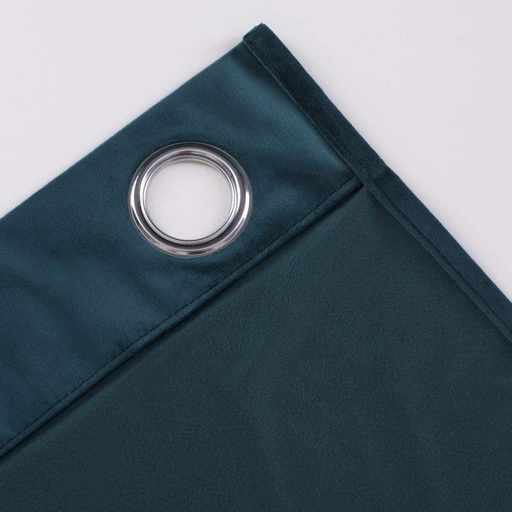 Luxury Plain Velvet Eyelet Curtains With linning - Teal - DecorStudio - PLAIN DYED CURTAINS