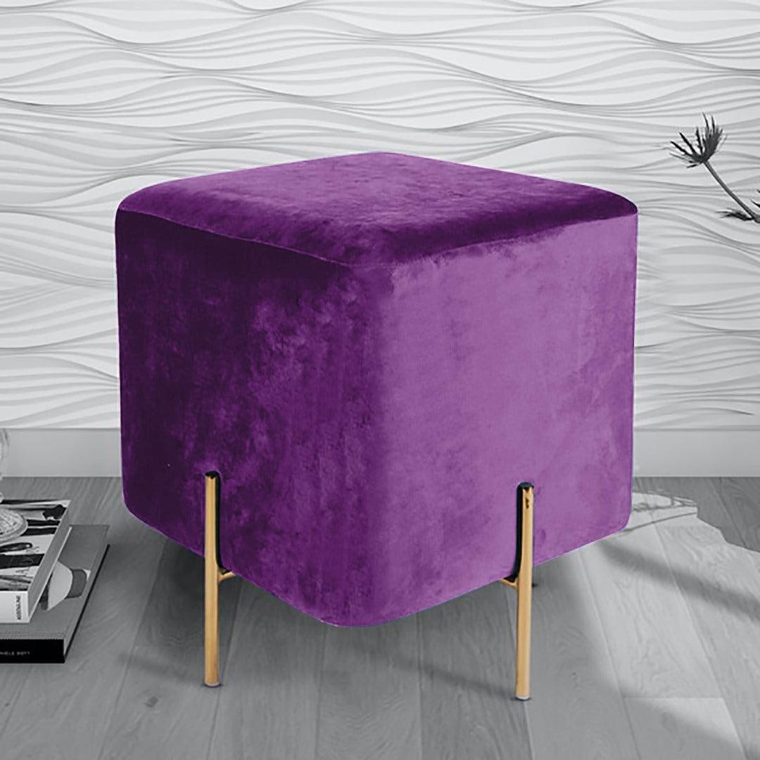 Royal Wooden stool With Steel Stand - Purple - DecorStudio - Wooden Products