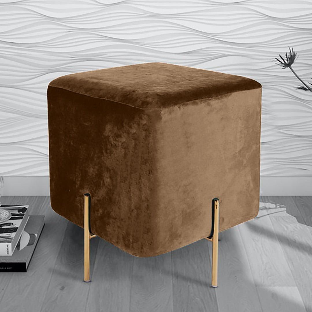 Royal Wooden stool With Steel Stand -Chocolate brown - DecorStudio - Stool