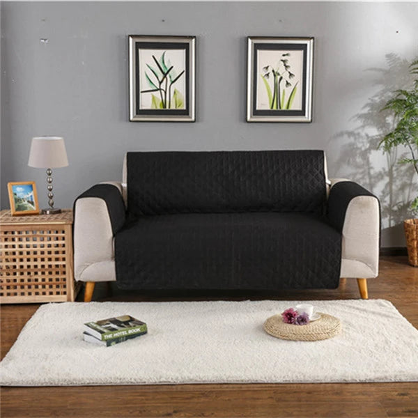 Luxury Quilted Sofa Cover-Black - DecorStudio -