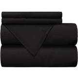 Cotton Satin Plain Bedsheet Set - 3 Pieces - Black - DecorStudio -