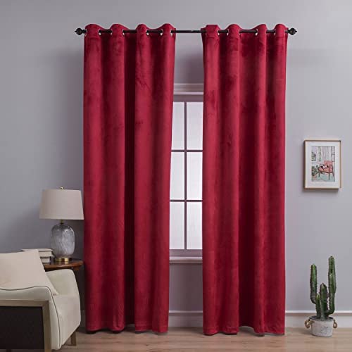 Luxury Plain Velvet Eyelet Curtains With linning - Red - DecorStudio - PLAIN DYED CURTAINS