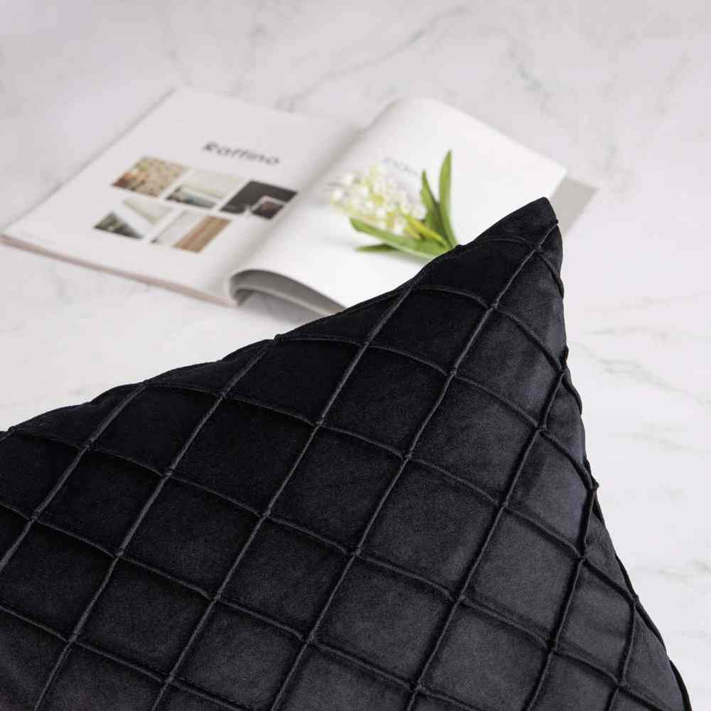 Pack of 2 Black Velvet Cross pleated Cushion Cover - DecorStudio - CUSHIONS
