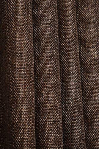 Pack of 2 Luxury Plain Jute Eyelet Curtains With linning - Chocolate brown - DecorStudio - PLAIN DYED CURTAINS