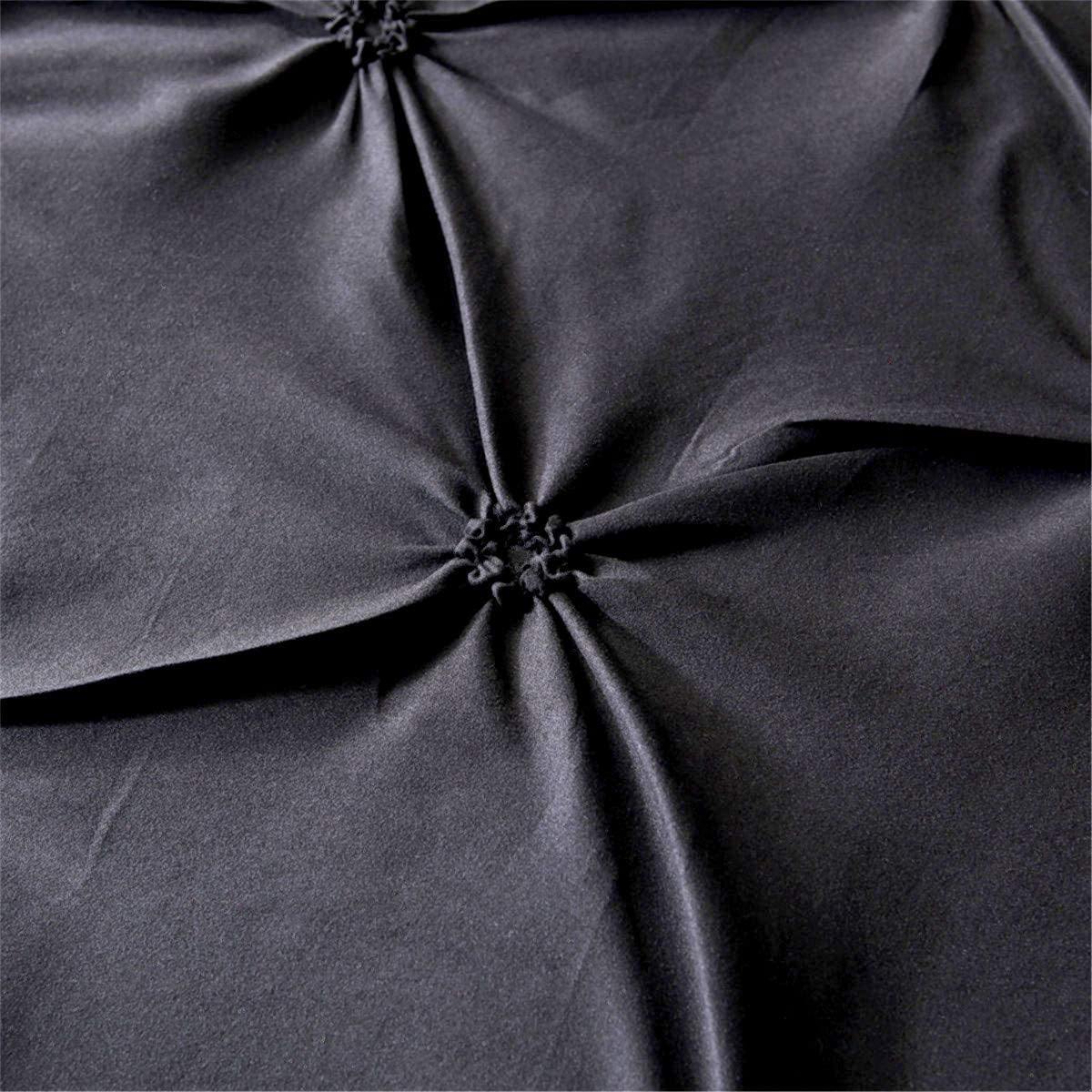 Flower pintuck black duvet set-8 pieces - DecorStudio - Duvet Cover