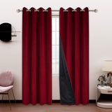 Plain Velvet Eyelet Curtains With black lining - Maroon - DecorStudio - PLAIN DYED CURTAINS