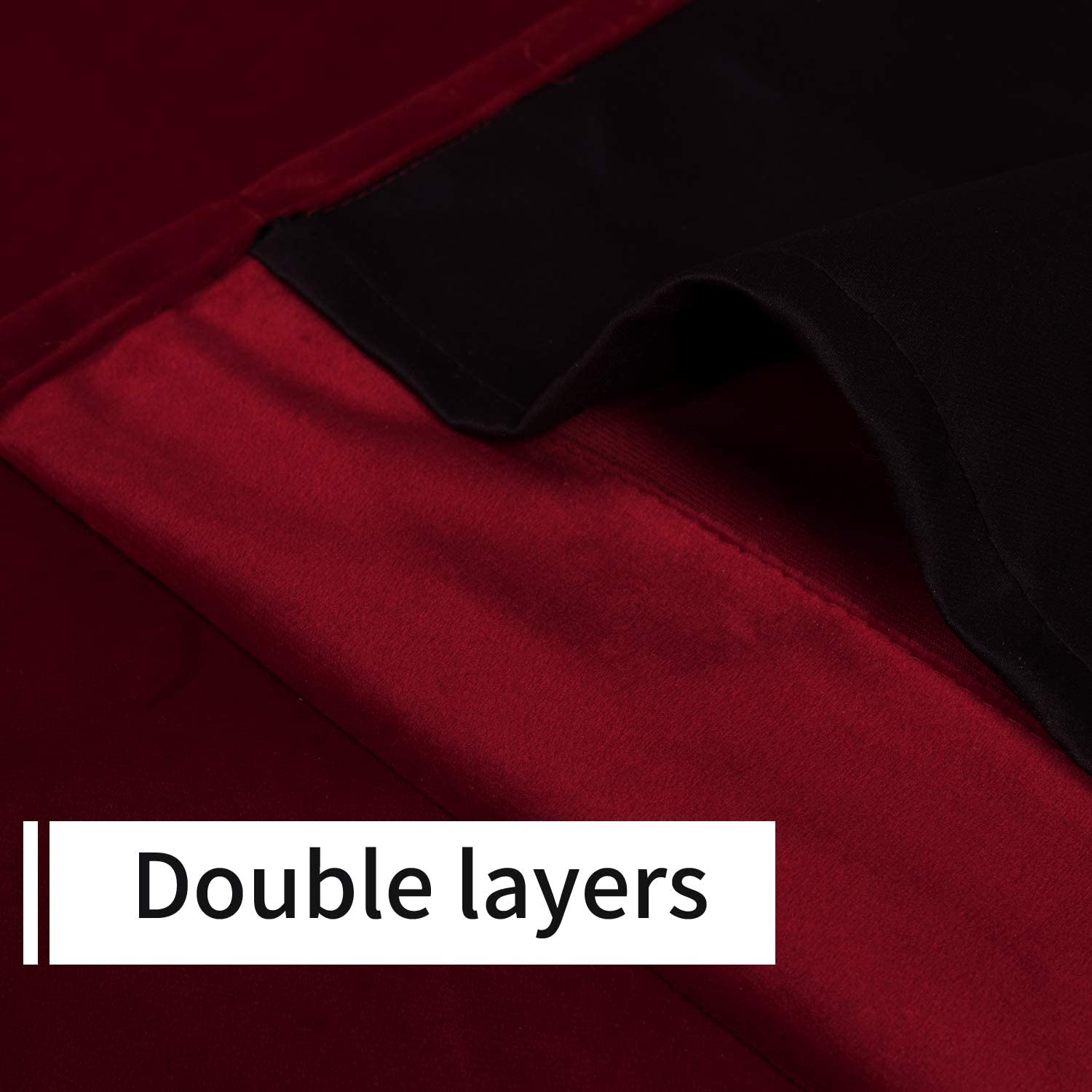 Plain Velvet Eyelet Curtains With black lining - Maroon - DecorStudio - PLAIN DYED CURTAINS