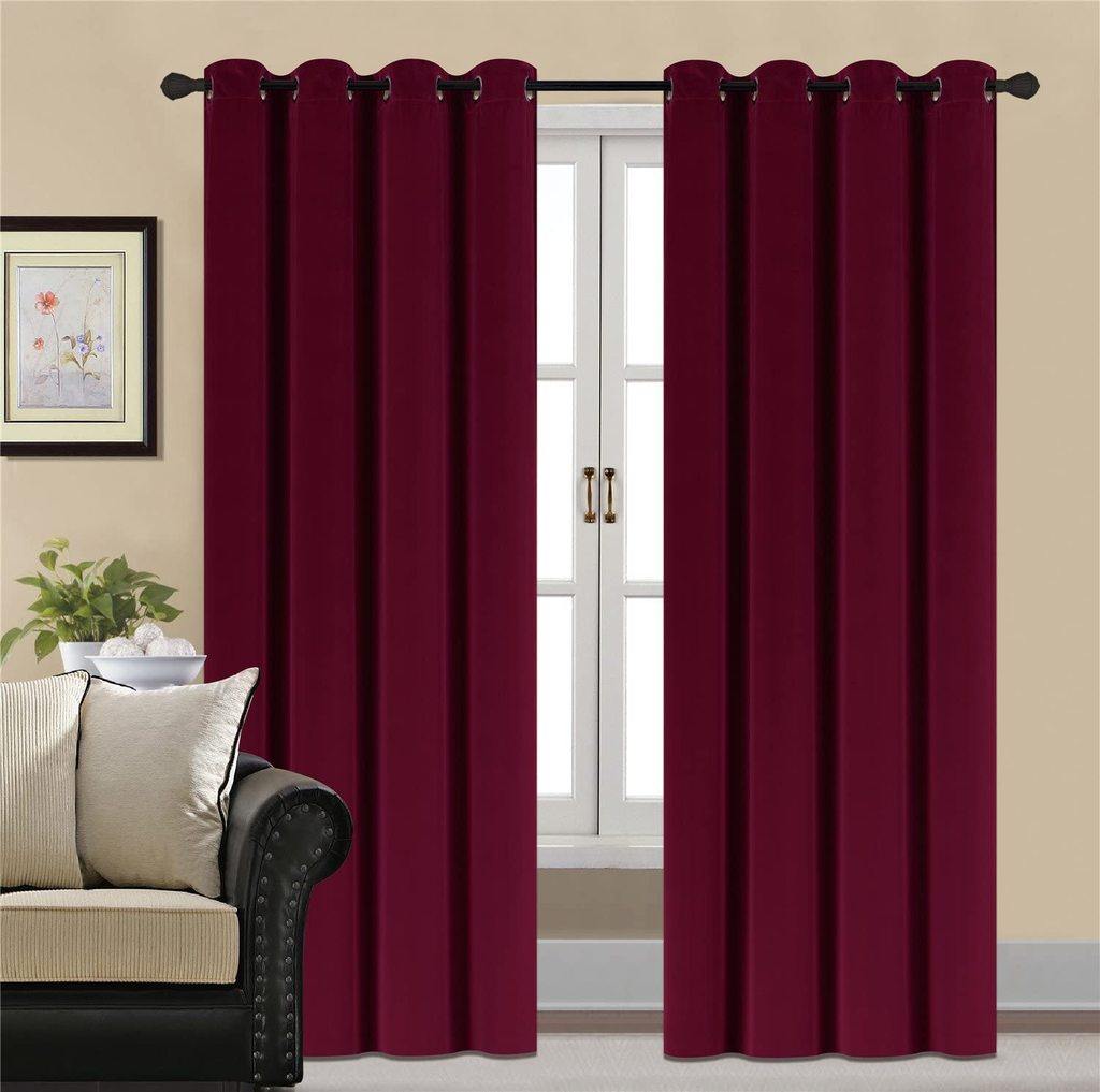 Luxury Plain Velvet Eyelet Curtains With linning - Maroon - DecorStudio - PLAIN DYED CURTAINS