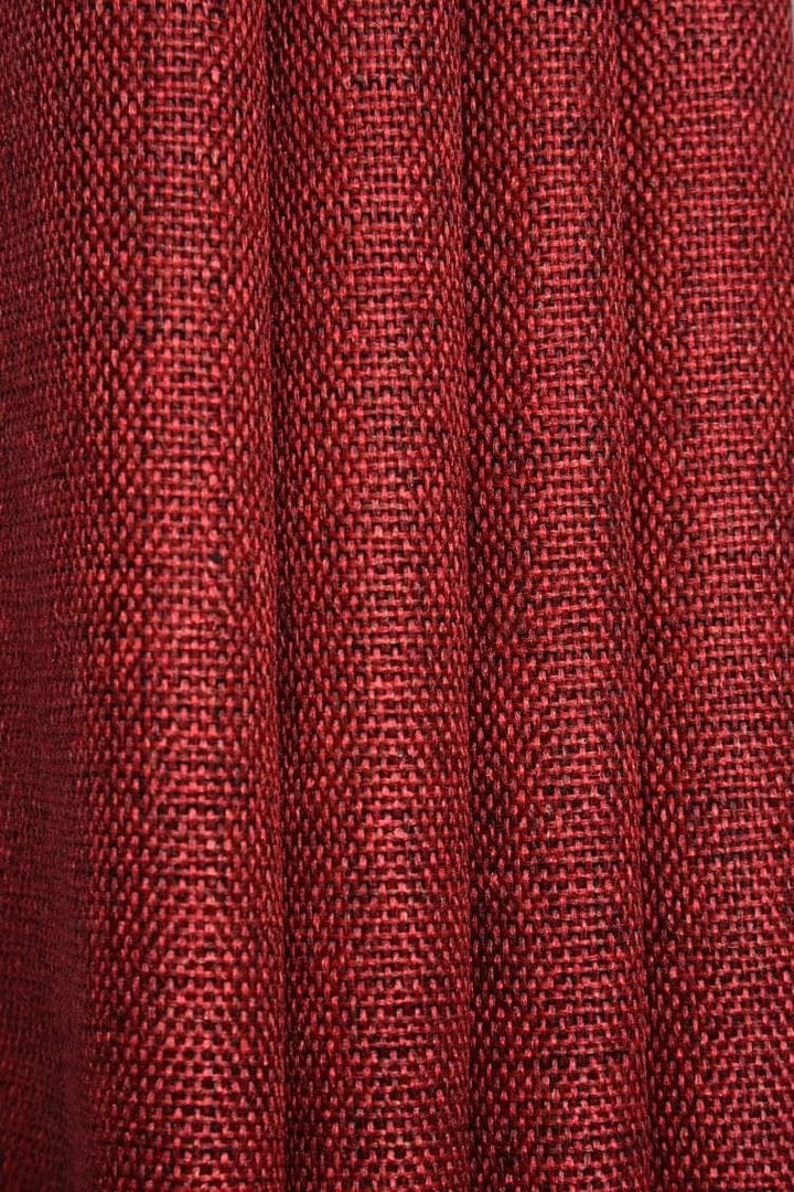 Pack of 2 Luxury Plain Jute Eyelet Curtains With linning - Maroon - DecorStudio - PLAIN DYED CURTAINS