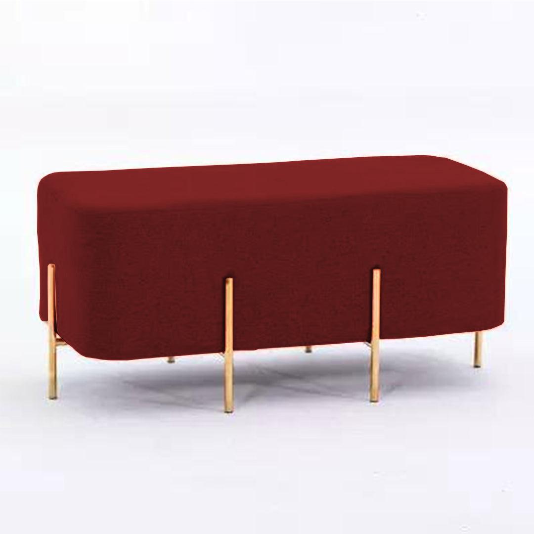 Maroon Royal Wooden stool With Steel Stand - 2 seater - DecorStudio - Wooden Products