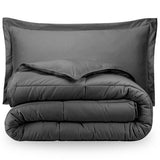 Luxury Plain Solid Box Summer Comforter Dark Grey- 3 Pieces - DecorStudio -