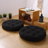 Pack of 2 Filled Round Shape Floor Cushions - Pure Black - DecorStudio -