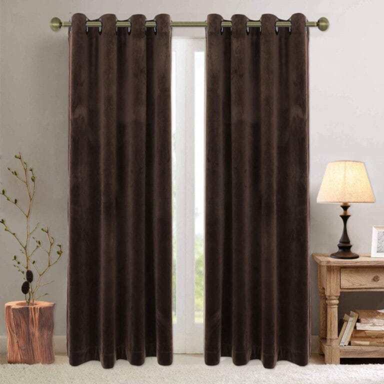 Luxury Plain Velvet Eyelet Curtains With linning - Chocolate brown - DecorStudio - PLAIN DYED CURTAINS