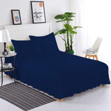 Navy blue Frill Bedsheet with 2 Sham pillow covers - DecorStudio - Bedsheet