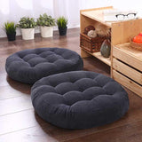 Pack of 2 Filled Round Shape Floor Cushions - Dark Grey