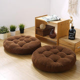 Pack of 2 Filled Round Shape Floor Cushions - Brown