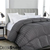 Charcoal Grey Satin stripe Summer Comforter-1 Piece