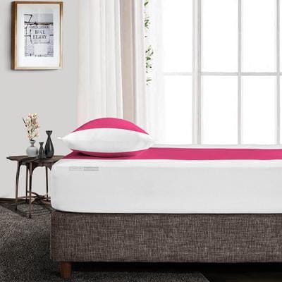 Luxurious White Contrast Fitted Sheets - Shocking pink - DecorStudio - Fitted Sheet