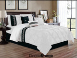 Artistically Embroidered Pintuck White Duvet Covers Set