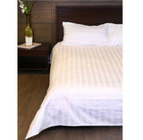 Satin Stripe Bedsheet with pillow covers- White
