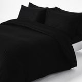 Luxury Black Satin Stripe Duvet Set - 6 Pieces - DecorStudio - Duvet Cover