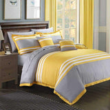 Yellow,light grey and white stripe duvet set-8 pieces
