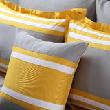 Yellow,light grey and white stripe duvet set-8 pieces - DecorStudio - Duvet Cover