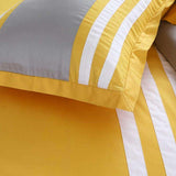 Yellow,light grey and white stripe duvet set-8 pieces - DecorStudio - Duvet Cover