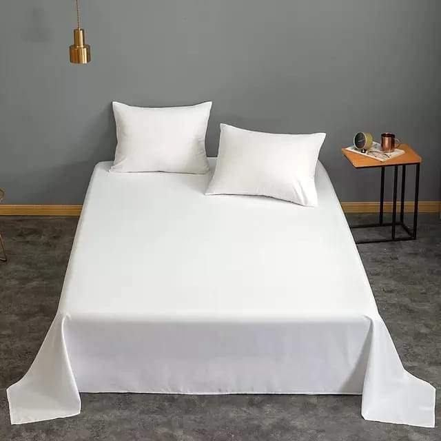 Plain White Bedsheet with 2 pillow covers - DecorStudio - Bedsheet