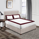 Luxurious White Two Tone Fitted Sheets - Maroon - DecorStudio - Fitted Sheet