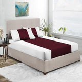 Luxurious White Contrast Fitted Sheets - Maroon
