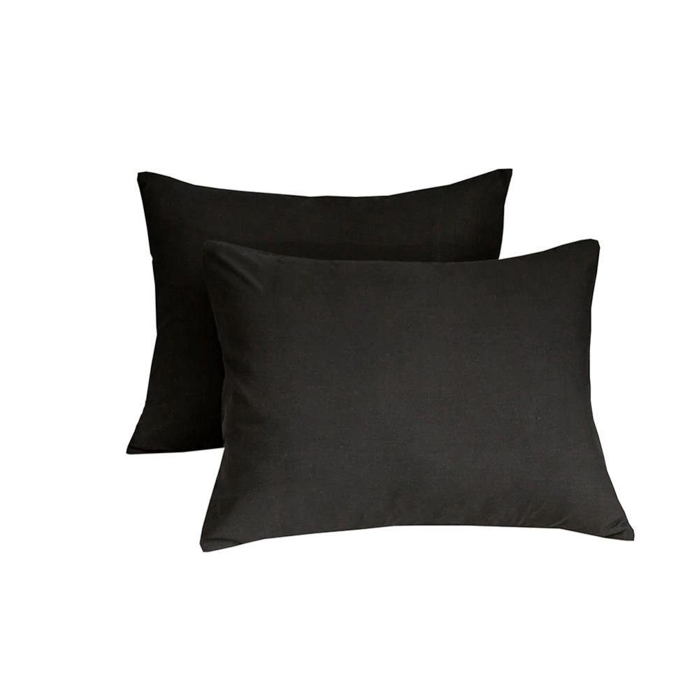 Solid Dyed Cotton Fitted Sheet with pillow covers- Pure Black - DecorStudio - Fitted Sheet