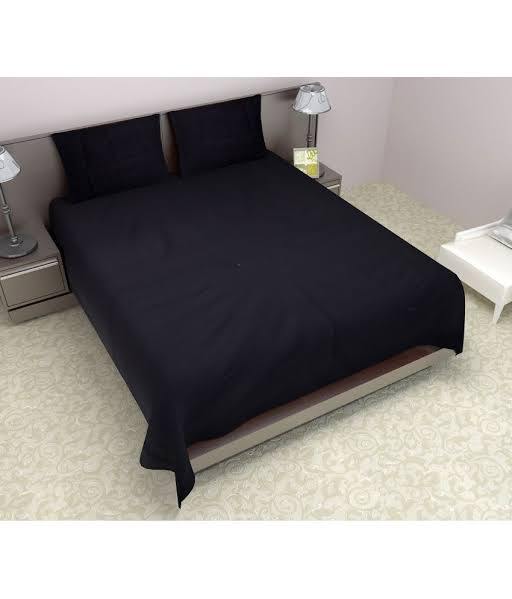 Plain Pure Black Bedsheet with 2 pillow covers - DecorStudio - Bedsheet