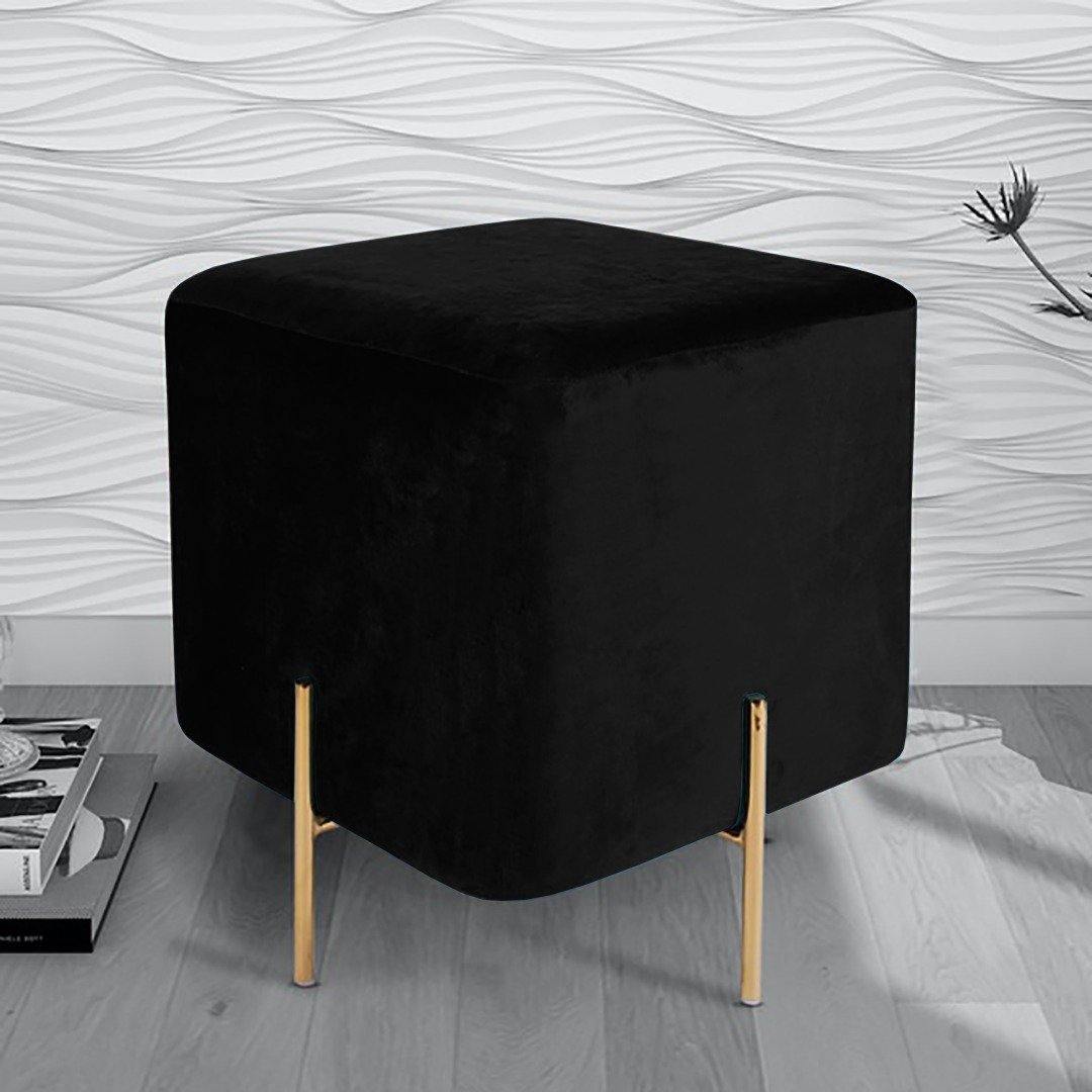 Royal Wooden stool With Steel Stand - Black - DecorStudio - Wooden Products