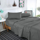 Cotton Satin Plain Bedsheet Set - 3 Pieces - Charcoal Grey
