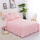 Baby Pink Frill Bedsheet with 2 Sham pillow covers - DecorStudio - Bedsheet